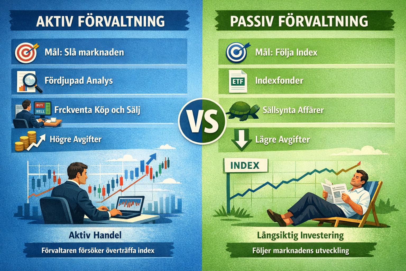 Vad är skillnaden mellan aktiv och passiv förvaltning?